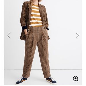 Madewell pleated plaid trousers
